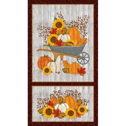 Bavlnený panel jeseň, tekvice, slnečnice, listy