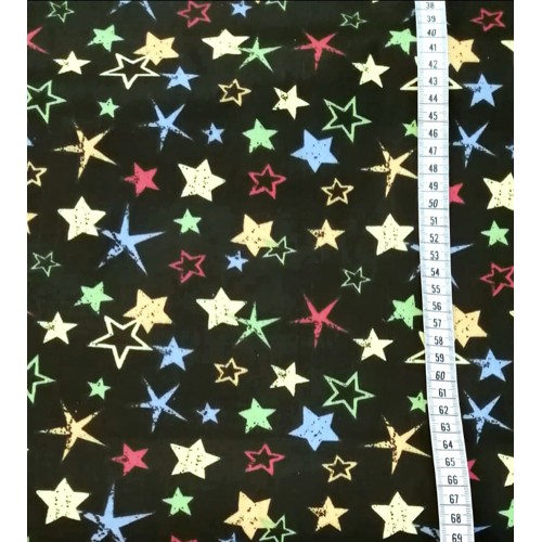 Bavlnené plátno bavlna hviezdičky (Čierna)