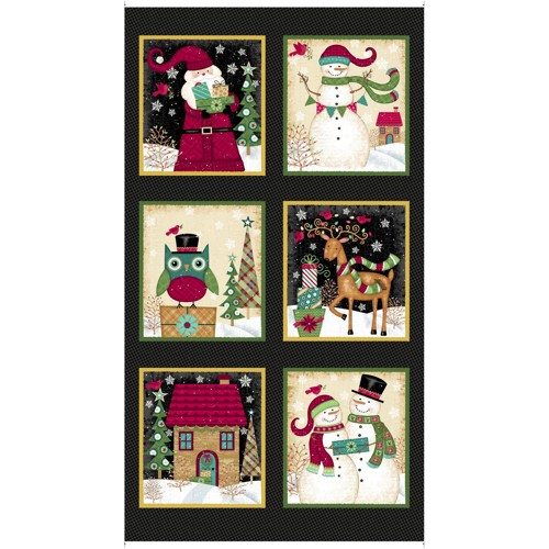 Dizajnérsky bavlnený vianočný panel vankúše sane mikuláš, sovička, snehuliak, domček sobík