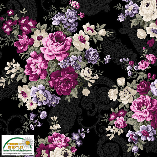 Dizajnérska bavlna kvety ruže vintage peisley turecký vzor