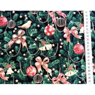 Dizajnérska bavlna zelené Vianoce čečina