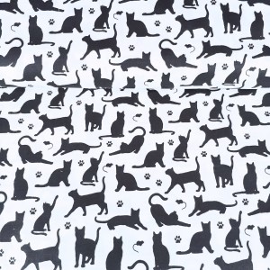 Bavlnené plátno bavlna mačky (čierne mačky na bielom)