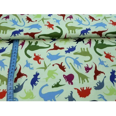 Dizajnérska bavlna dinosaurus detský vzor (Zelená)