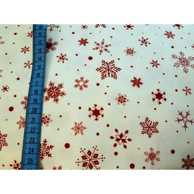 Bavlnené plátno červené Vianoce bavlna snehové vločky (Vínové na bielej)...