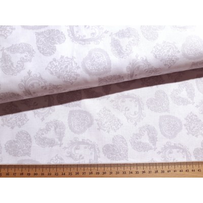 Bavlnené plátno bavlna ozdobné srdiečka (sivé)