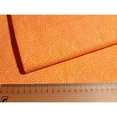 Dizajnérska bavlna plátno biele bodky na pomarančovom