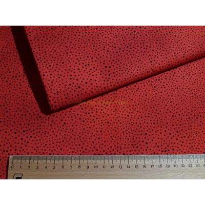 Dizajnérska bavlna plátno čierna rôzna bodka na červenom