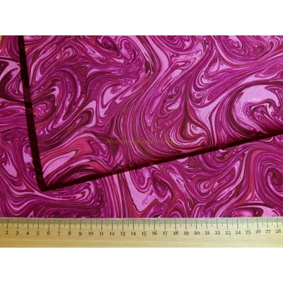 Dizajnérska bavlna plátno mramor cyklaménovofialový