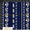 Dizajnérska bavlna plátno ruže kvety pásy (Modrá v pruhoch)
