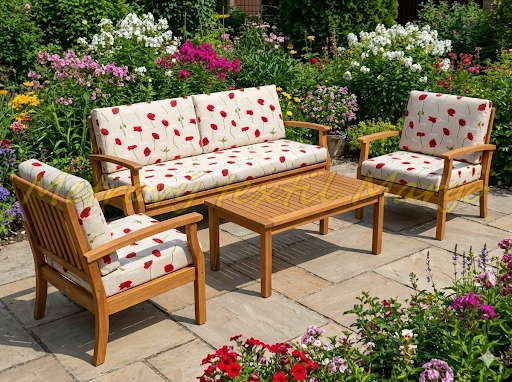 Režná dekoračka s vlčími makmi margo metráž, epedy na záhradný nábytok