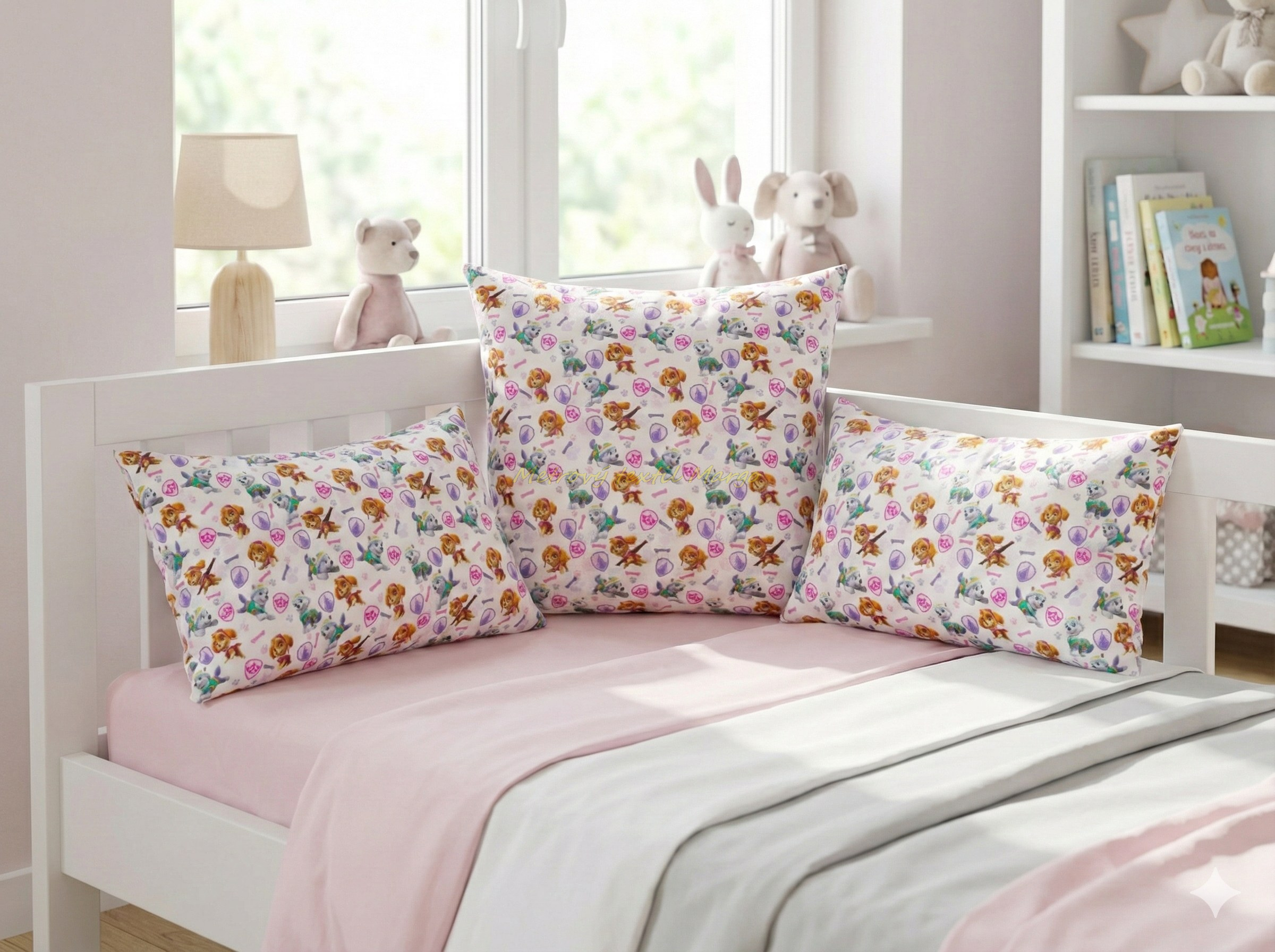 detail vankúš labková patrola v ružovom 100% bavlna