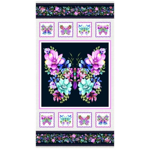 Bavlnený panel kvety motýle