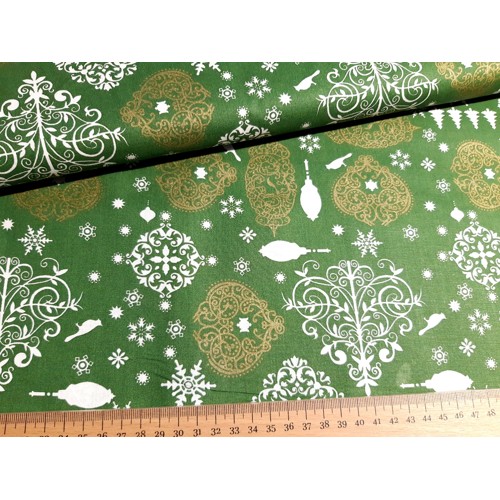Bavlnené plátno zelené Vianoce