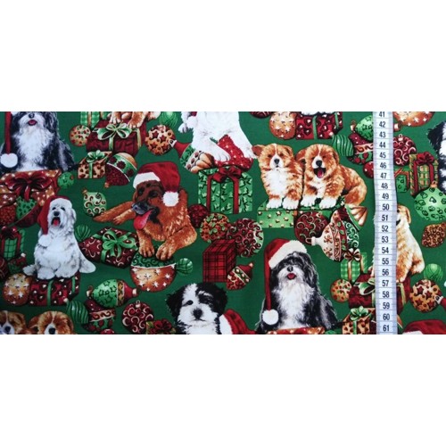 Dizajnérska bavlna červené Vianoce psíkovia darčeky