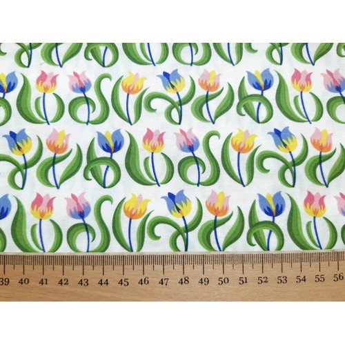 Dizajnérska bavlna tulipány kvety