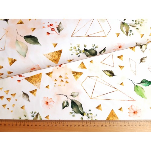 Bavlnený úplet DIGI trojuholník, listy, kvety