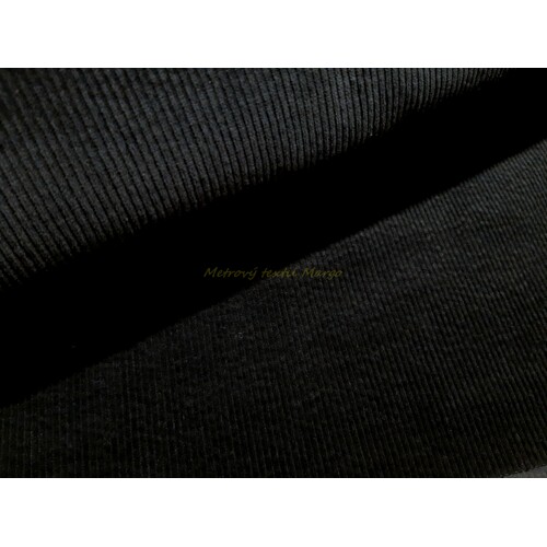 Bavlnený predpraný elastický manchester 3mm vrúbok (čierna)