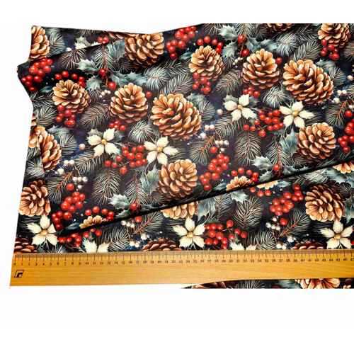 Dekoračka cezmína šišky ihličie tmavý podklad