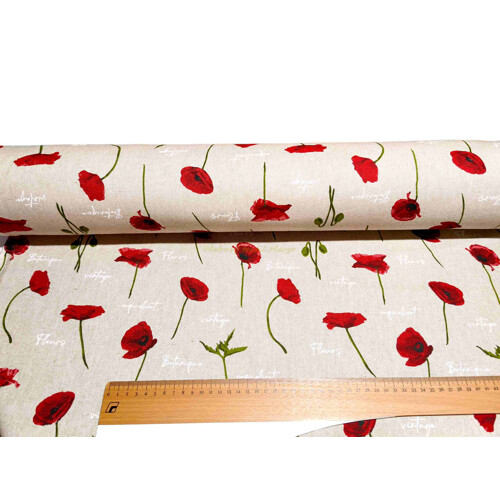 Režná dekoračka s vlčími makmi margo metráž