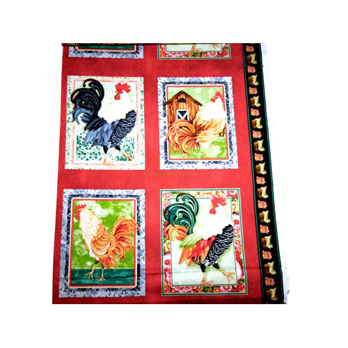 Dizajnový bavlnený panel Kohúty – Motív na vankúš a dekorácie | Kreativcentrum Margo