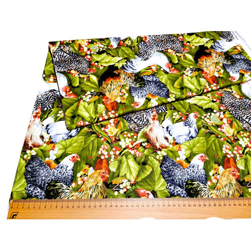 Dizajnová bavlna Sliepky – Prémiová látka do kuchyne | Kreativcentrum Margo