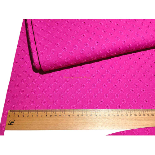 cyklaménová bavlnená madeira s výšivkou kvetov