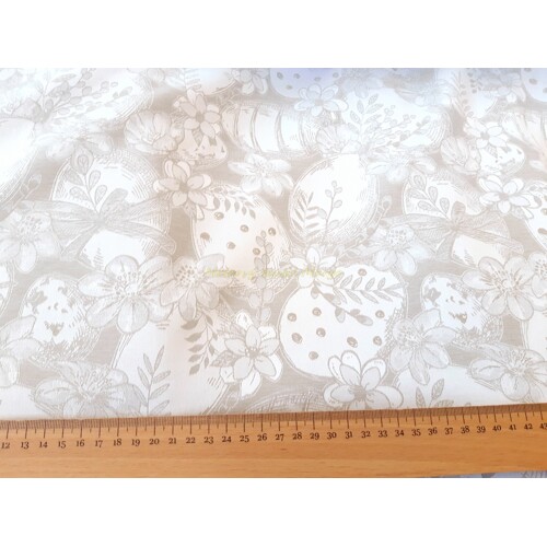 Žakarová veľkonočná dekoračka vajíčka bahniatka natur, š.175 cm