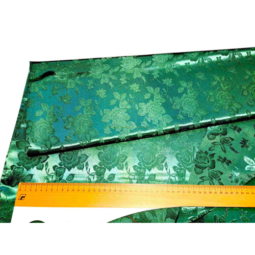 Zelený obojstranný brokát s ružami | Kreativcentrum Margo