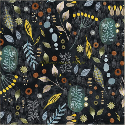 Dizajnová bavlna Flora and Form bylinky čierna | Margo