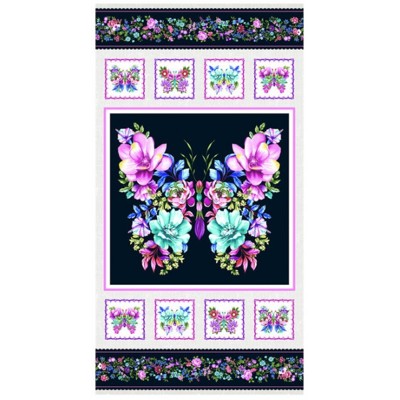 Bavlnený panel kvety motýle