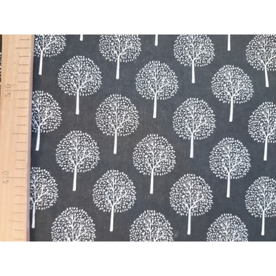 Dekoračka stromčeky ľan/polyester (Biele stromy na šedej)