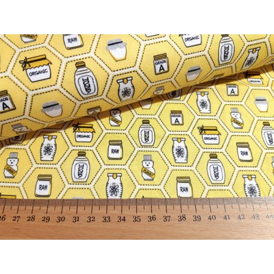 Dizajnérska bavlna medové plásty med včielky včelár