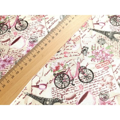 Bavlnené plátno Paríž bicykle