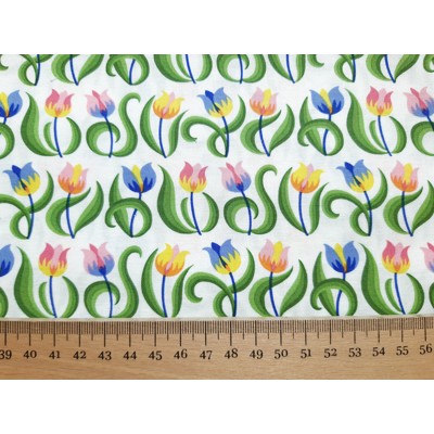 Dizajnérska bavlna tulipány kvety