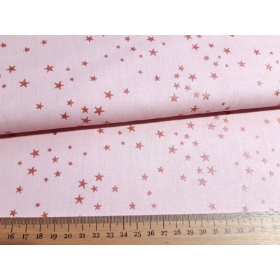 Bavlnené plátno bavlna medené hviezdy na ružovej bavlne (Ružová)