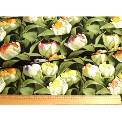 Bavlnený úplet DIGI tulipány