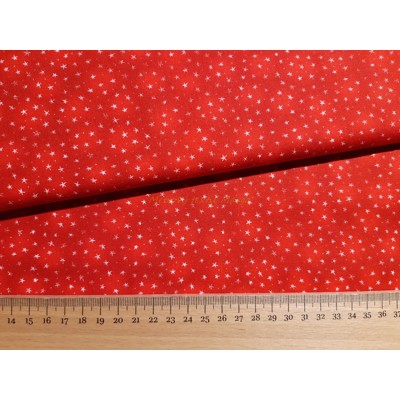 Dizajnérska bavlna plátno hviezdičky mramor (červená)