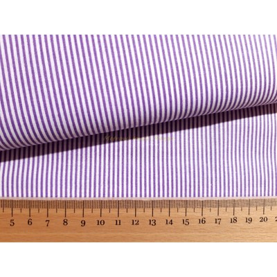 Bavlnené plátno bavlna prúžok fialový 1mm biela 2mm
