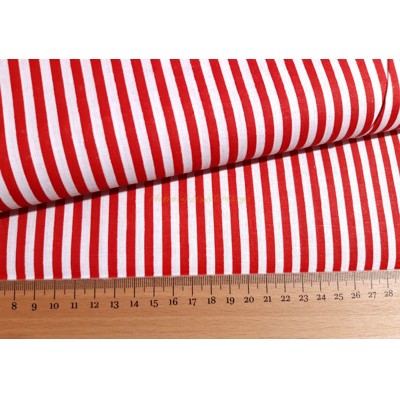 Bavlnené plátno bavlna prúžok červený cca 0,5cm
