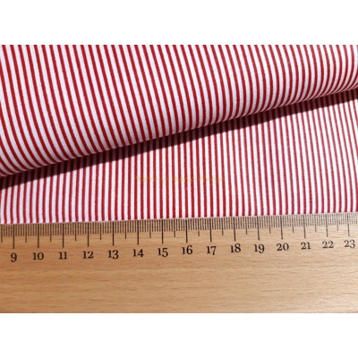 Bavlnené plátno bavlna prúžok červený 1mm biela 2mm
