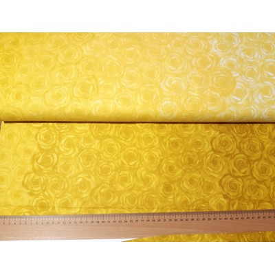 Dizajnérska bavlna plátno ruže ombre (žltá)