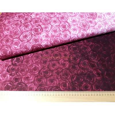 Dizajnérska bavlna plátno ruže ombre (ružová-fuchsiová)
