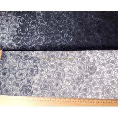 Dizajnérska bavlna plátno ruže ombre (sivo-čierna)