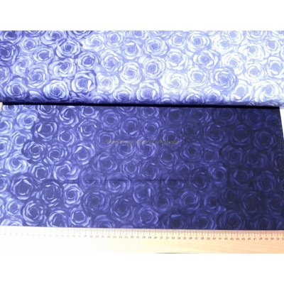 Dizajnérska bavlna plátno ruže ombre (slivková modrá)