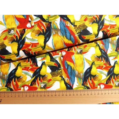 Dizajnérska bavlna plátno papagáj tukan vtáci