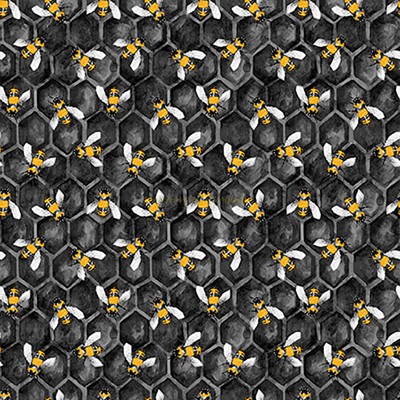 Dizajnérska bavlna platno včielky med plásty včelár (Včielky čierne)