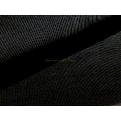 Bavlnený predpraný elastický manchester 3mm vrúbok (čierna)
