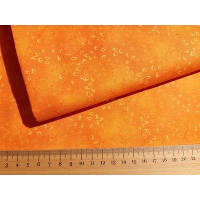 Dizajnérska bavlna plátno vetvičky listy (Oranžová)