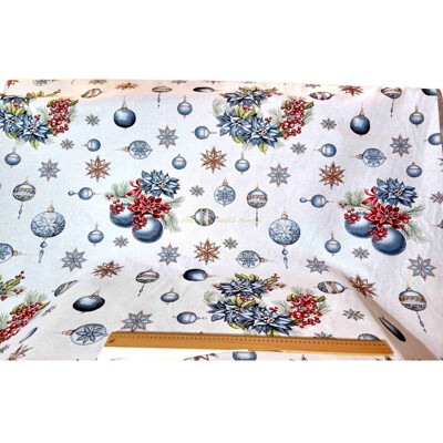 Gobelín vianoce strieborný lurex vianočná ruža sivé vianoce