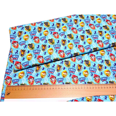 Bavlnené plátno Labková patrola - modré | 100% bavlna | Margo